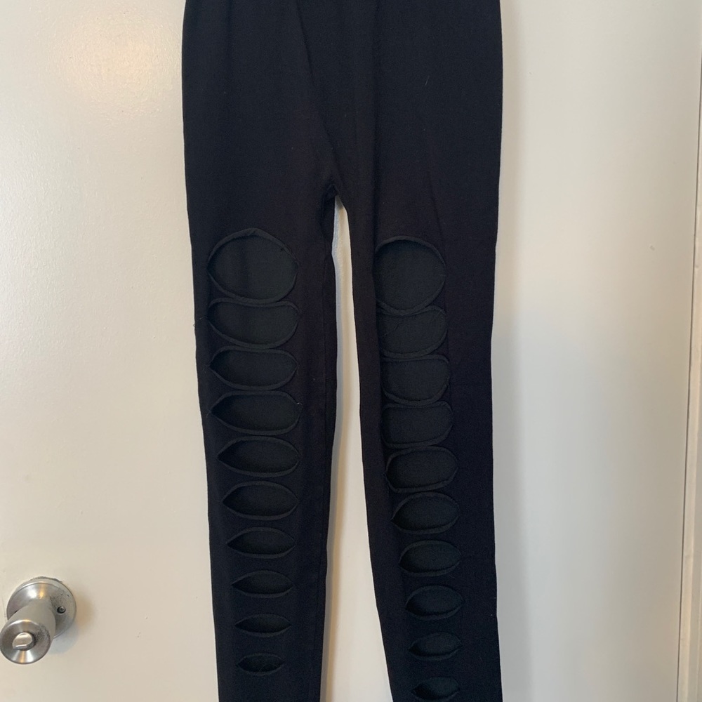 Black high waisted distressed leggings